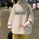 High-neck Lettering Fleece-lined Sweater