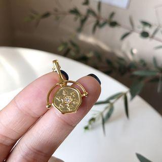 925 Sterling Silver Pendant Necklace L259 - Gold - One Size