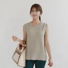 Sleeveless Colored Ribbed Top