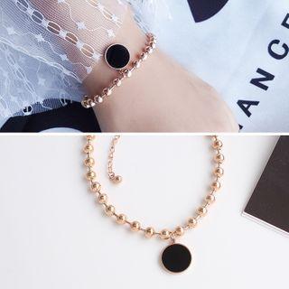 Lettering Metal Bead Bracelet