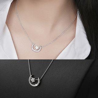 Crescent & Star Necklace As Shown In Figure - One Size