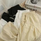 Pearl-trim Elastic-waist Midi Skirt