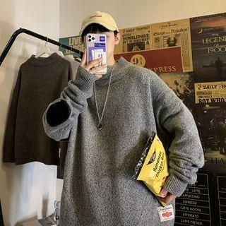 Patched Mock-neck Sweater