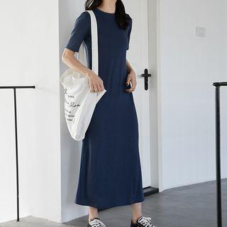 Short-sleeve Midi T-shirt Dress As Shown In Figure - One Size