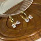 Bow Rhinestone Alloy Dangle Earring Type A - 1 Pair - Gold - One Size