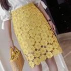 Straight Fit Hollow Out Lace Skirt