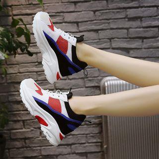 Platform Hidden Wedge Color Block Sneakers