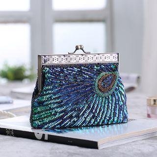 Sequined Peacocks Feather Shoulder Bag