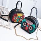 Owl Round Handbag With Metal Chain Strap