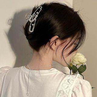 Rhinestone Safety Pin Hair Claw Silver - One Size