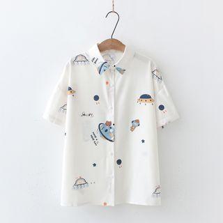 Short-sleeve Ufo Print Shirt