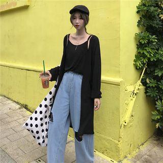 Set: Plain Open-back Jacket + Camisole Top