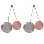 Frosted Metal Disc Drop Earring