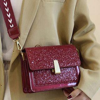 Sequined Wide Strap Crossbody Bag