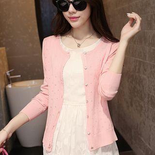 Scallop Trim Crochet Knit Cardigan
