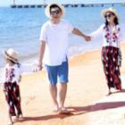 Family Matching Short-sleeve T-shirt / Long-sleeve Top / Shorts / Printed Wide Leg Shorts / Set