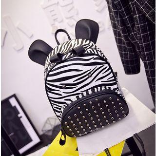 Zebra Printed Studded Backpack