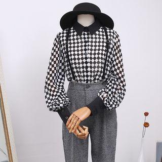 Plaid Puff Sleeve Shirt