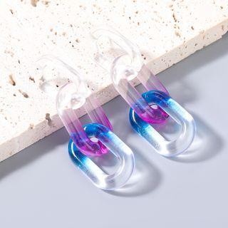 Gradient Chain Resin Dangle Earring 1 Pair - Blue & Purple - One Size