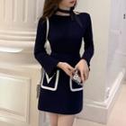 Long-sleeve Knit Top / Fitted Skirt