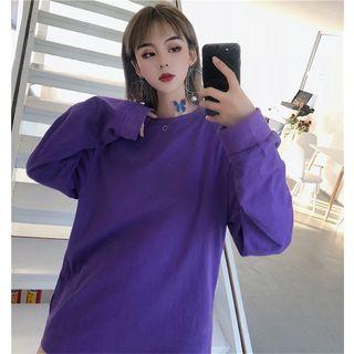 Crew-neck Long-sleeve T-shirt / Strap Detail Cargo Pants