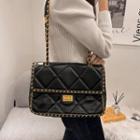 Chain-trim Quilted Shoulder Bag Black - One Size