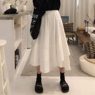 High-waist Midi A-line Skirt Off-white - One Size