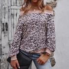 Off-shoulder Leopard Print Sweatshirt