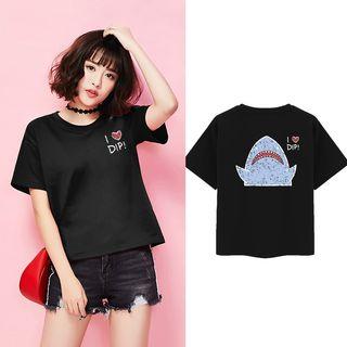 Short-sleeve Shark Printed T-shirt
