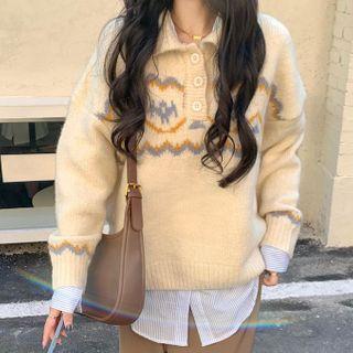 Curve Striped Collared Sweater