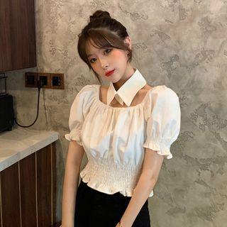 Balloon-sleeve Blouse With Choker