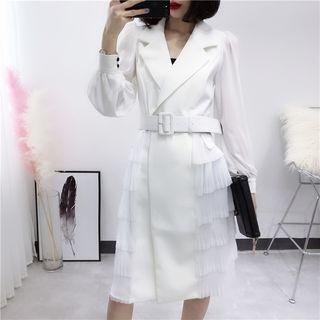 Pleated Layered Belted Dress