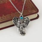 Alloy Elephant Pendant Necklace Silver - One Size