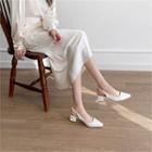 Croc-grain Block-heel Slingback Pumps