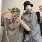 Couple Matching Short-sleeve Bolt Print Shirt
