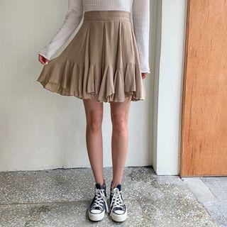 Ruffle-hem Swing Miniskirt
