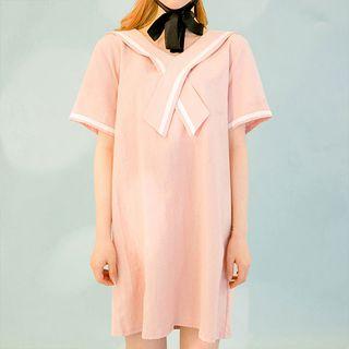 Sailor-collar Shift Minidress