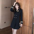 Logo Embroidered Double-breasted Mini A-line Blazer Dress