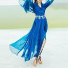 Long-sleeve Metal-accent Sundress