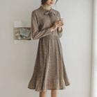 Tie-neck Floral Pattern Shirtdress