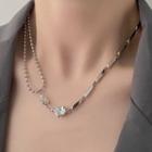 Faux Crystal Stainless Steel Choker Faux Crystal - Silver - One Size