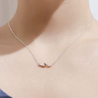 925 Sterling Silver Wave Pendant Necklace As Shown In Figure - One Size