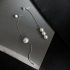 Non-matching 925 Sterling Silver Faux Pearl Dangle Earring 1 Pair - White Earring - One Size