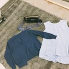 Set: Cutout-back Sweater + Sleeveless Ruffled Stripe Top