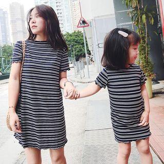 Family Matching Set: Short Sleeve Striped Dress