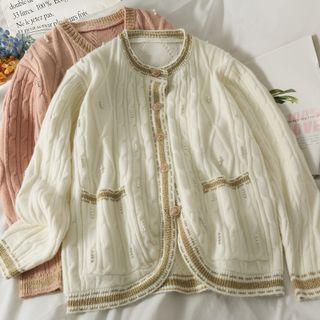 Contrasted Argyle Loose Cardigan