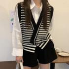 Striped Double-breasted Sweater Vest