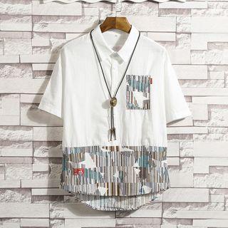 Short-sleeve Print Panel Shirt