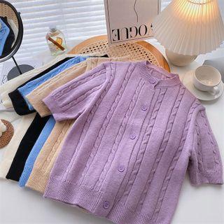 Short-sleeve Round Neck Cardigan