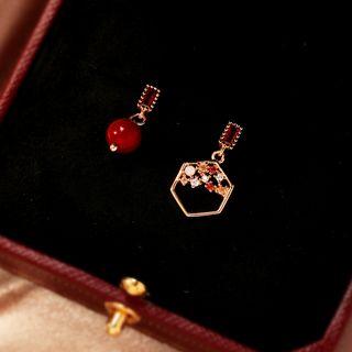 Rhinestone Drop Earring 1 Pair - Red - One Size